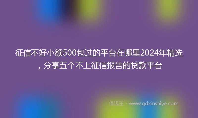 征信不好小额500包过的平台在哪里2024年精选，分享五个不上征信报告的贷款平台