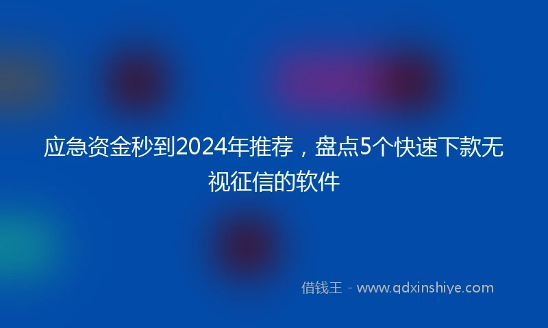 应急资金秒到2024年推荐，盘点5个快速下款无视征信的软件