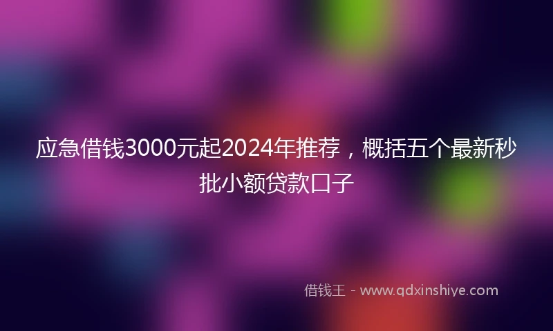 应急借钱3000元起2024年推荐，概括五个最新秒批小额贷款口子