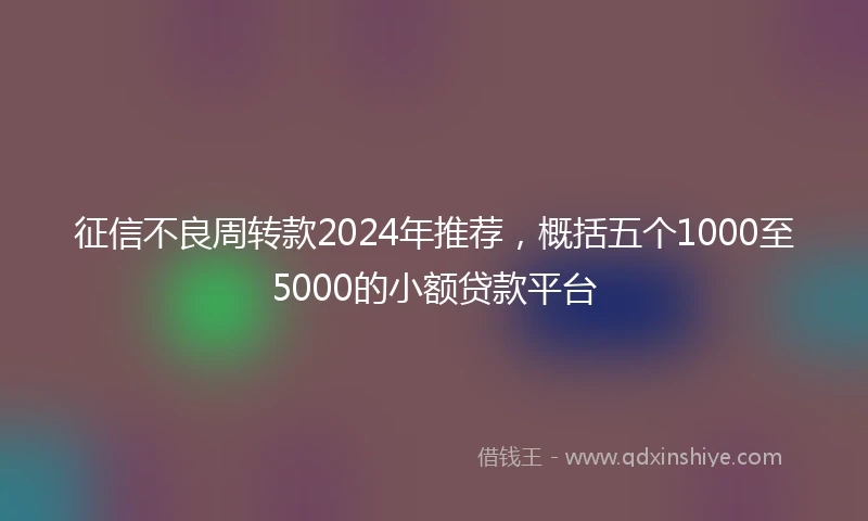 征信不良周转款2024年推荐，概括五个1000至5000的小额贷款平台