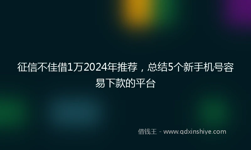 征信不佳借1万2024年推荐，总结5个新手机号容易下款的平台