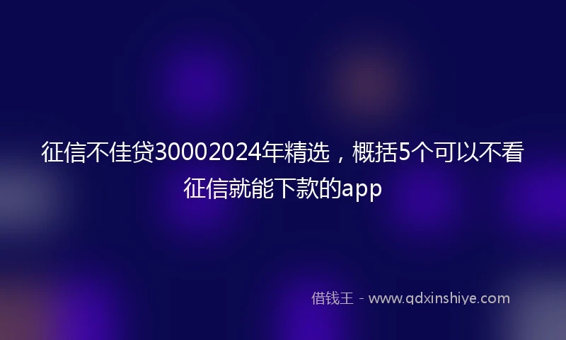 征信不佳贷30002024年精选，概括5个可以不看征信就能下款的app