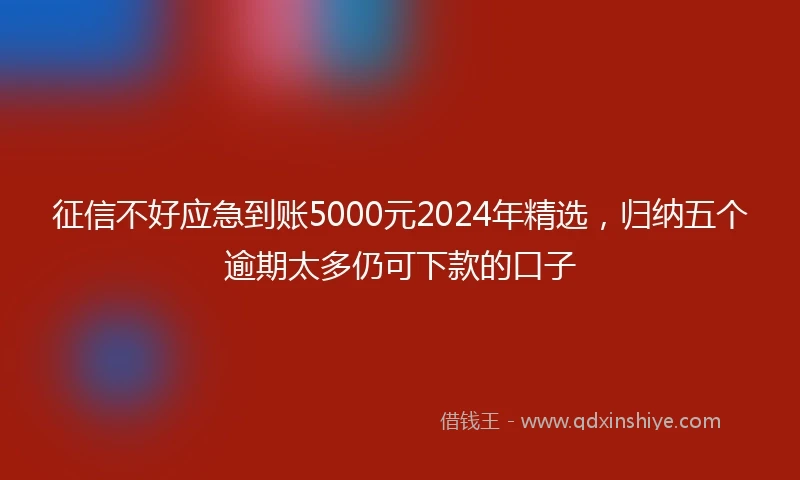 征信不好应急到账5000元2024年精选，归纳五个逾期太多仍可下款的口子