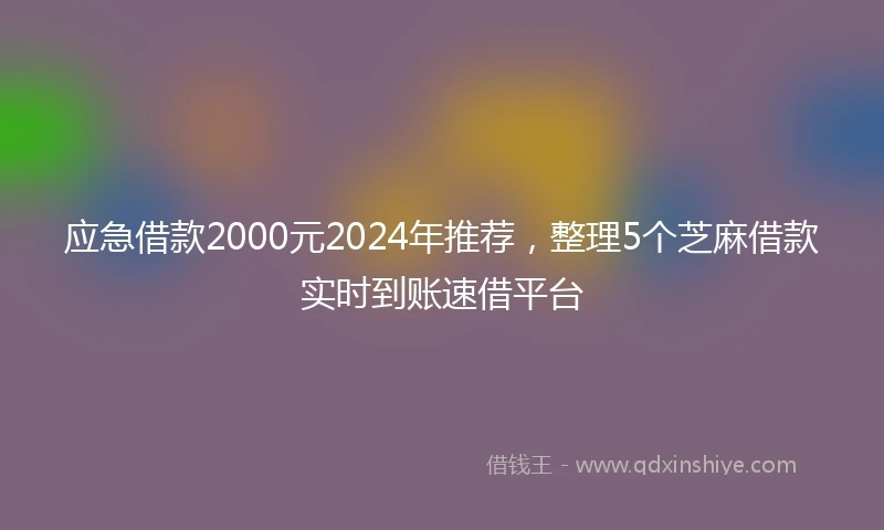 应急借款2000元2024年推荐，整理5个芝麻借款实时到账速借平台