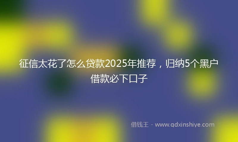 征信太花了怎么贷款2025年推荐，归纳5个黑户借款必下口子