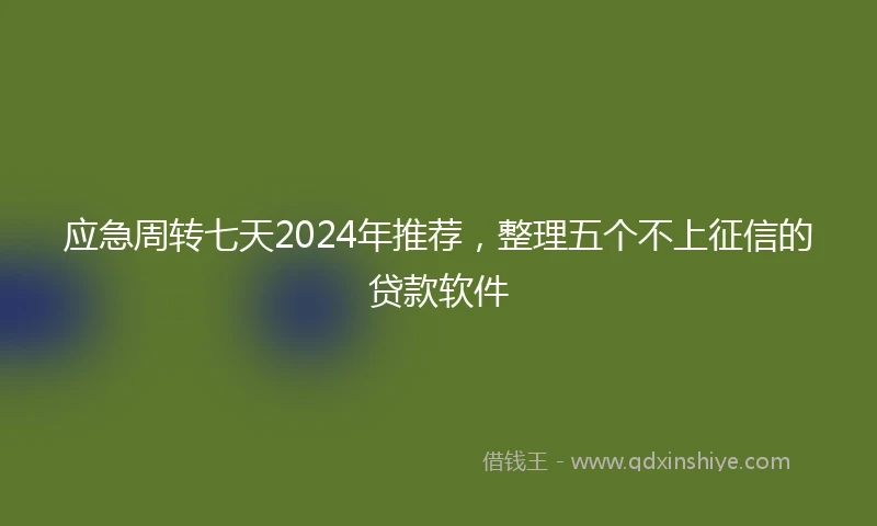 应急周转七天2024年推荐，整理五个不上征信的贷款软件