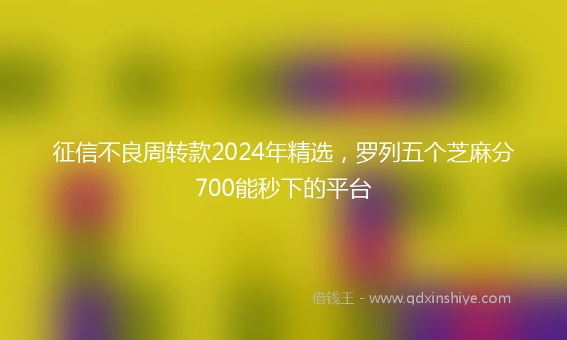 征信不良周转款2024年精选，罗列五个芝麻分700能秒下的平台