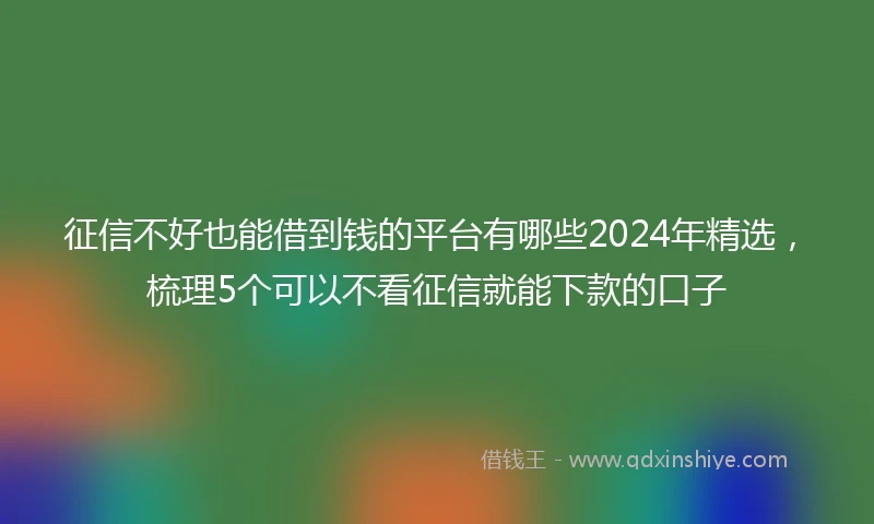 征信不好也能借到钱的平台有哪些2024年精选，梳理5个可以不看征信就能下款的口子