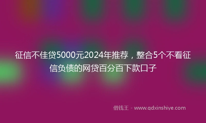 征信不佳贷5000元2024年推荐，整合5个不看征信负债的网贷百分百下款口子