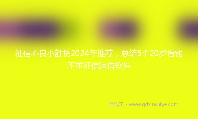 征信不良小额贷2024年推荐，总结5个20岁借钱不求征信速借软件