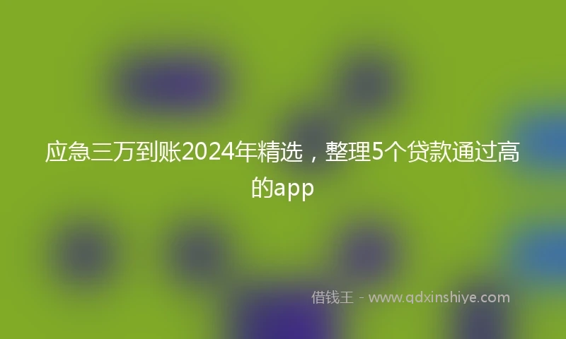 应急三万到账2024年精选，整理5个贷款通过高的app