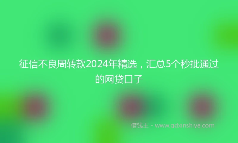 征信不良周转款2024年精选，汇总5个秒批通过的网贷口子
