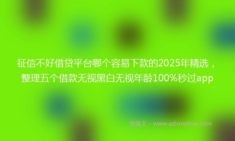 征信不好借贷平台哪个容易下款的2025年精选，整理五个借款无视黑白无视年龄100%秒过app