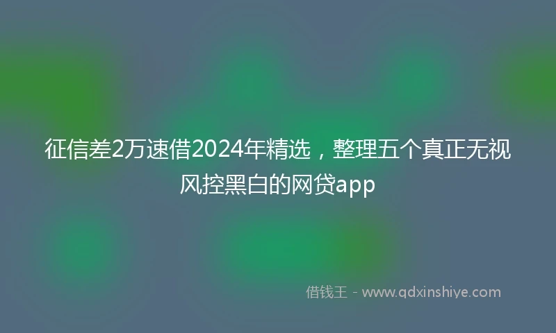 征信差2万速借2024年精选，整理五个真正无视风控黑白的网贷app