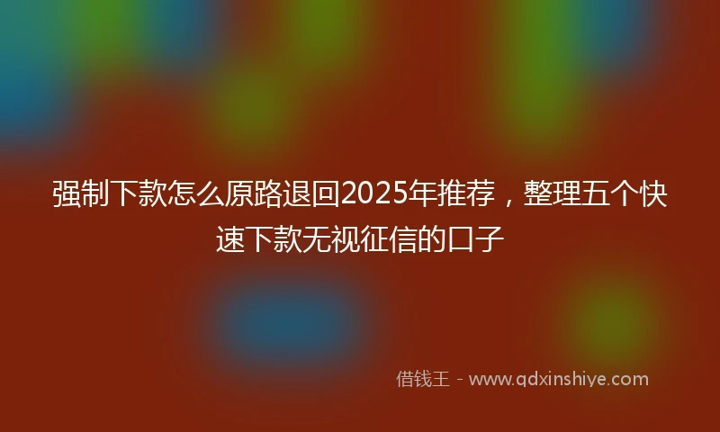 强制下款怎么原路退回2025年推荐，整理五个快速下款无视征信的口子
