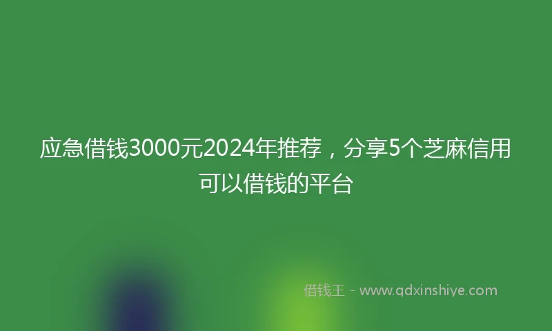 应急借钱3000元2024年推荐，分享5个芝麻信用可以借钱的平台