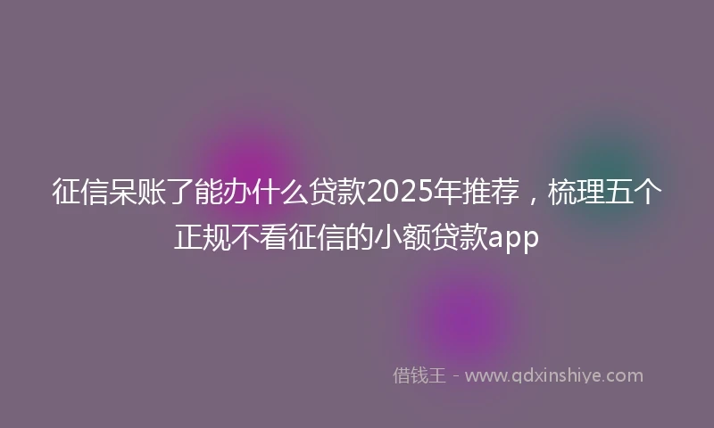 征信呆账了能办什么贷款2025年推荐，梳理五个正规不看征信的小额贷款app