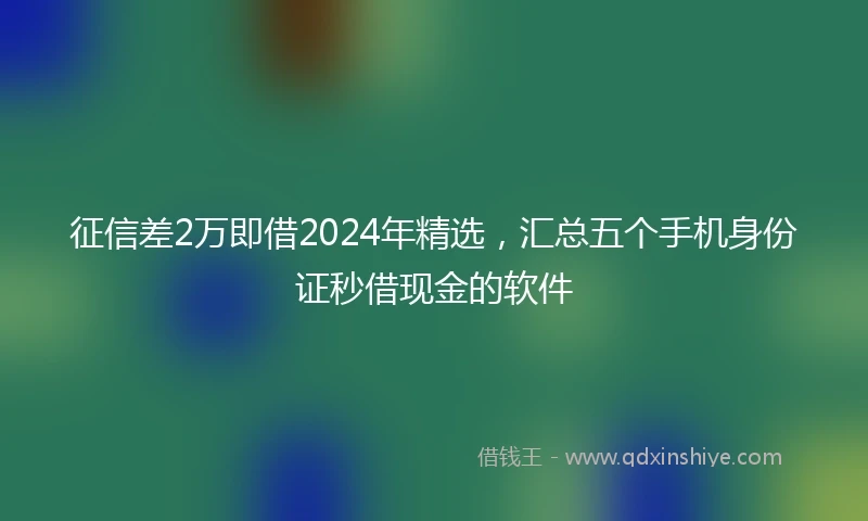 征信差2万即借2024年精选，汇总五个手机身份证秒借现金的软件
