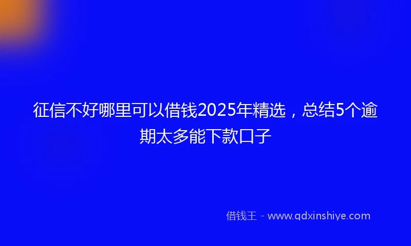 征信不好哪里可以借钱2025年精选，总结5个逾期太多能下款口子
