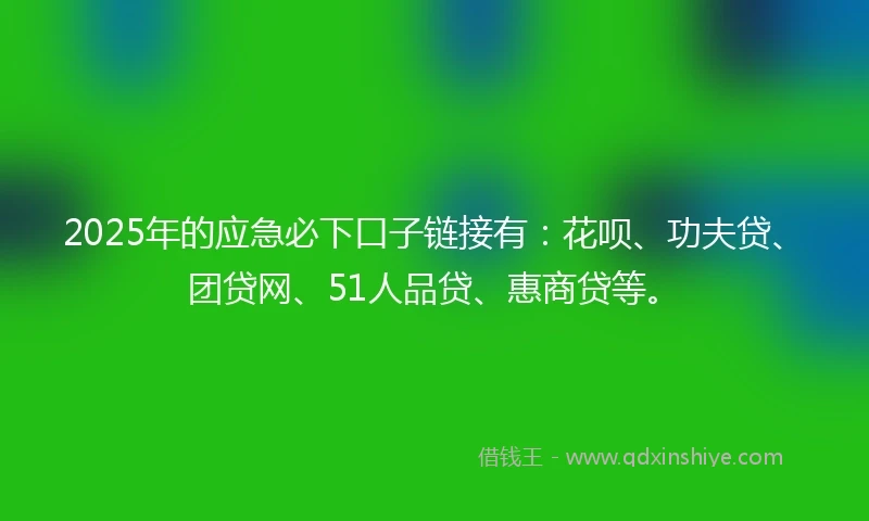 2025年的应急必下口子链接有：花呗、功夫贷、团贷网、51人品贷、惠商贷等。