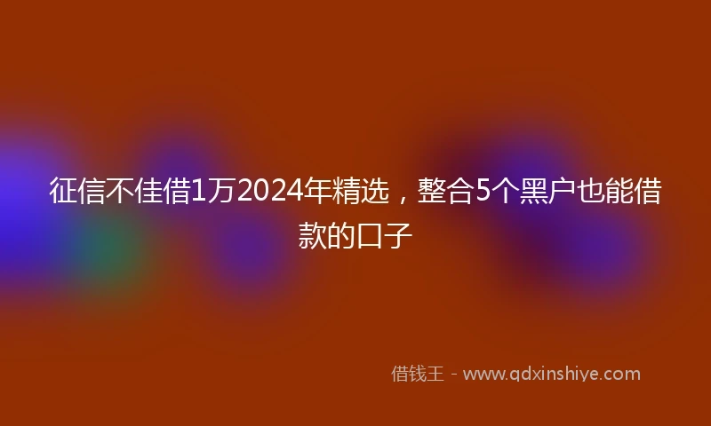 征信不佳借1万2024年精选，整合5个黑户也能借款的口子