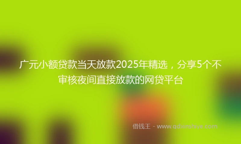广元小额贷款当天放款2025年精选，分享5个不审核夜间直接放款的网贷平台