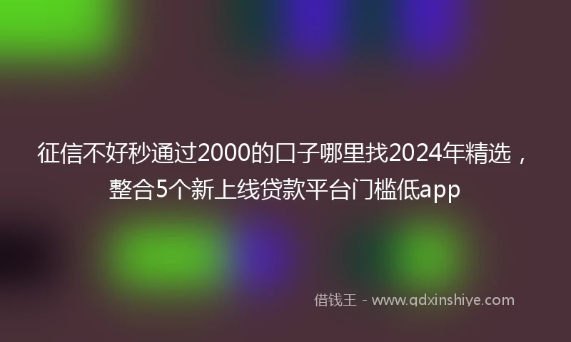 征信不好秒通过2000的口子哪里找2024年精选，整合5个新上线贷款平台门槛低app