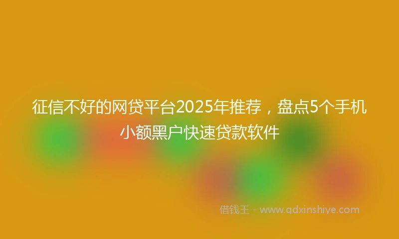 征信不好的网贷平台2025年推荐，盘点5个手机小额黑户快速贷款软件