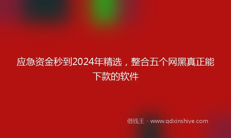 应急资金秒到2024年精选，整合五个网黑真正能下款的软件
