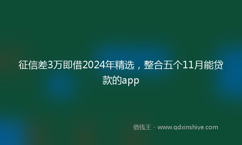 征信差3万即借2024年精选，整合五个11月能贷款的app