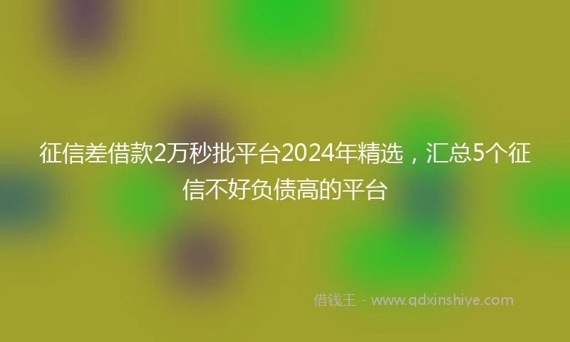 征信差借款2万秒批平台2024年精选，汇总5个征信不好负债高的平台