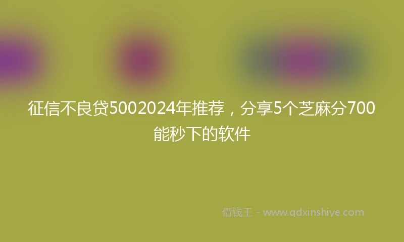 征信不良贷5002024年推荐，分享5个芝麻分700能秒下的软件