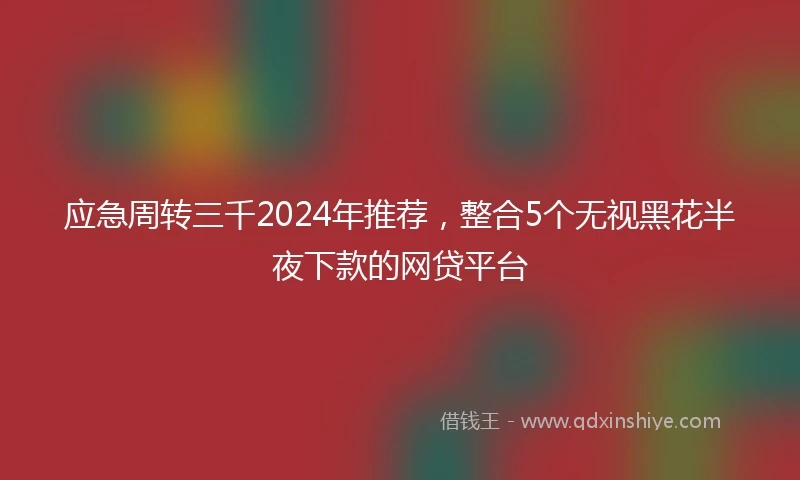 应急周转三千2024年推荐，整合5个无视黑花半夜下款的网贷平台