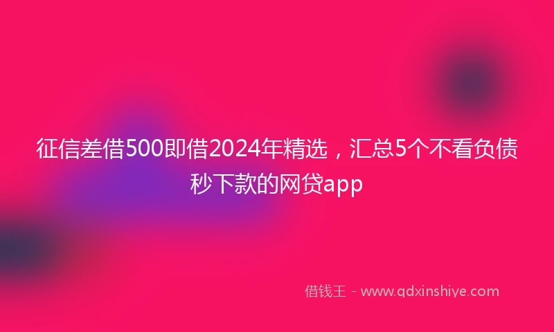 征信差借500即借2024年精选，汇总5个不看负债秒下款的网贷app