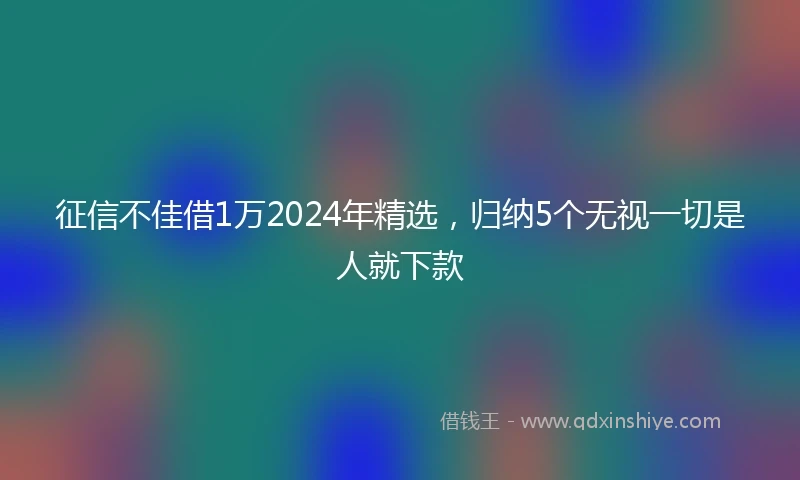 征信不佳借1万2024年精选，归纳5个无视一切是人就下款