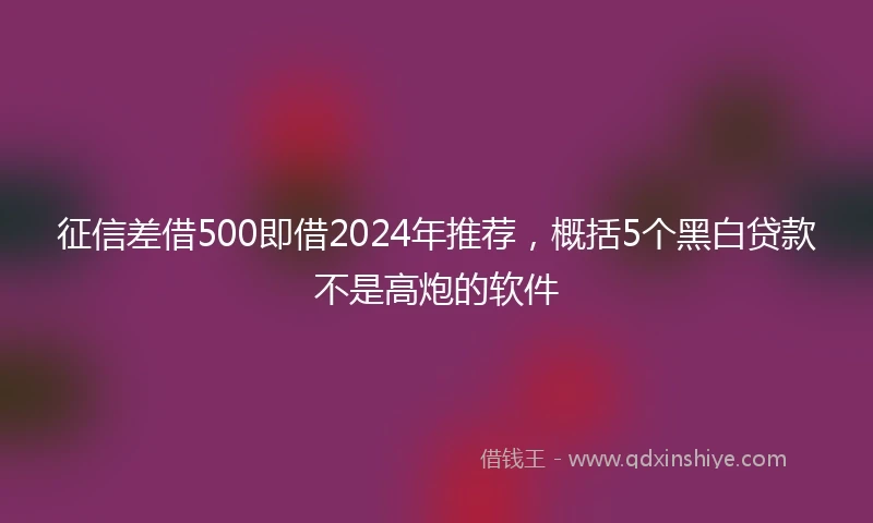 征信差借500即借2024年推荐，概括5个黑白贷款不是高炮的软件