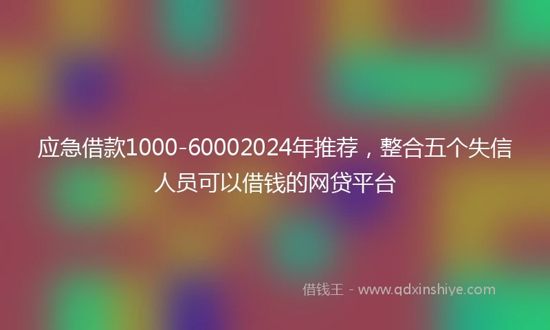 应急借款1000-60002024年推荐，整合五个失信人员可以借钱的网贷平台