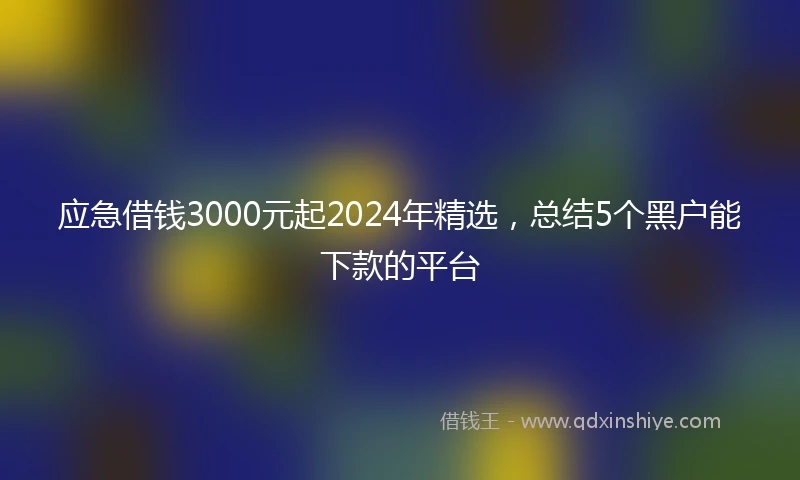 应急借钱3000元起2024年精选，总结5个黑户能下款的平台