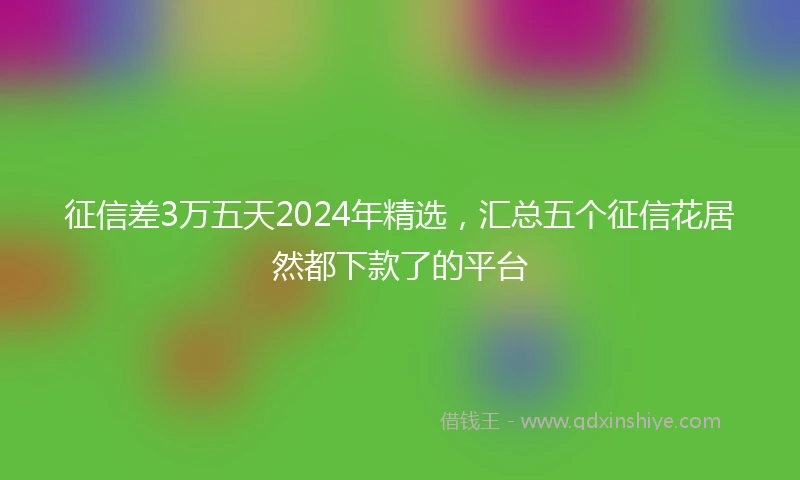 征信差3万五天2024年精选，汇总五个征信花居然都下款了的平台