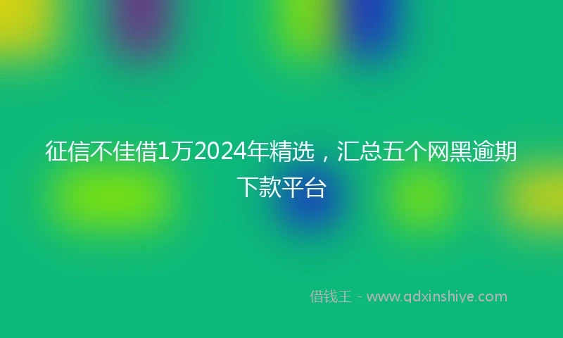征信不佳借1万2024年精选，汇总五个网黑逾期下款平台