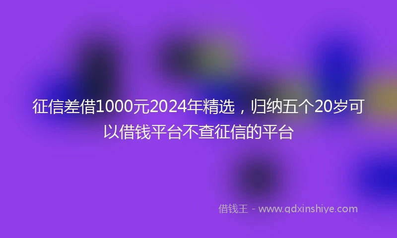 征信差借1000元2024年精选，归纳五个20岁可以借钱平台不查征信的平台