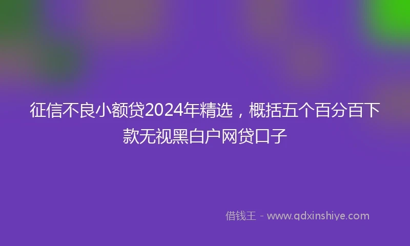 征信不良小额贷2024年精选，概括五个百分百下款无视黑白户网贷口子