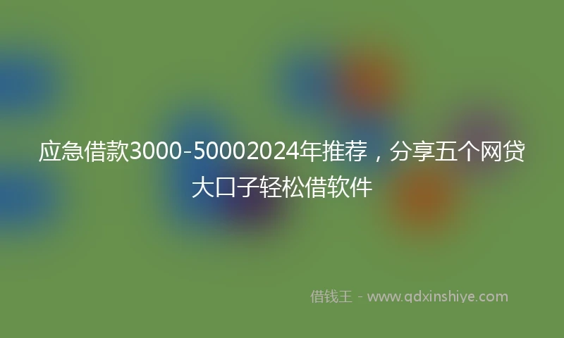 应急借款3000-50002024年推荐，分享五个网贷大口子轻松借软件