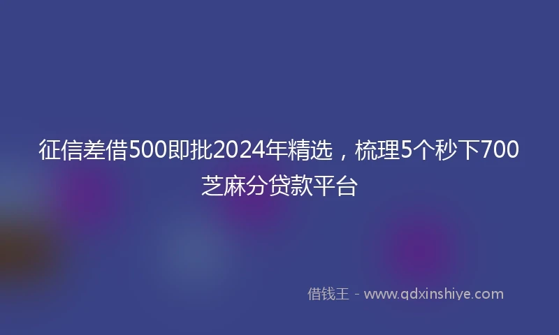征信差借500即批2024年精选，梳理5个秒下700芝麻分贷款平台