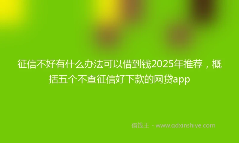 征信不好有什么办法可以借到钱2025年推荐，概括五个不查征信好下款的网贷app