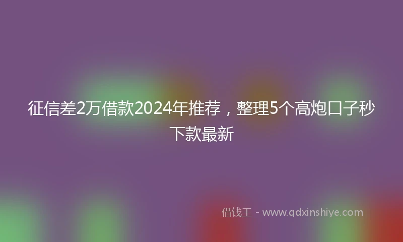 征信差2万借款2024年推荐，整理5个高炮口子秒下款最新