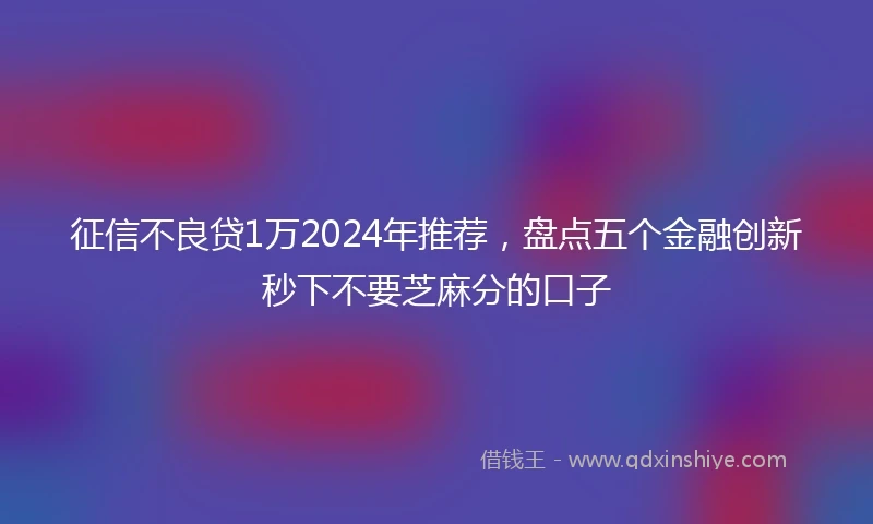征信不良贷1万2024年推荐，盘点五个金融创新秒下不要芝麻分的口子