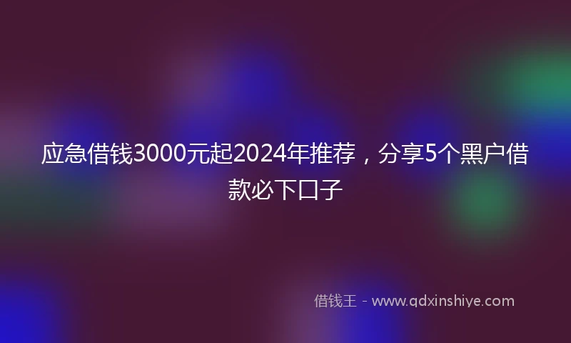 应急借钱3000元起2024年推荐，分享5个黑户借款必下口子