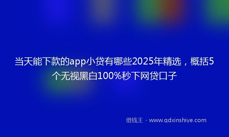 当天能下款的app小贷有哪些2025年精选，概括5个无视黑白100%秒下网贷口子