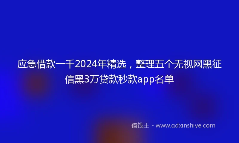 应急借款一千2024年精选，整理五个无视网黑征信黑3万贷款秒款app名单